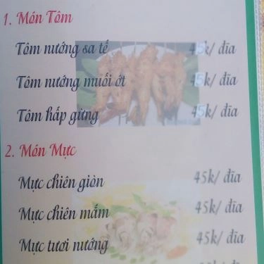Thực đơn- Quán Ăn Ram Bắp Quảng Ngãi Quán - Phan Tứ