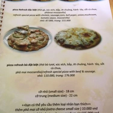 Thực đơn- Quán Ăn Pizza & Trà Sữa Refresh