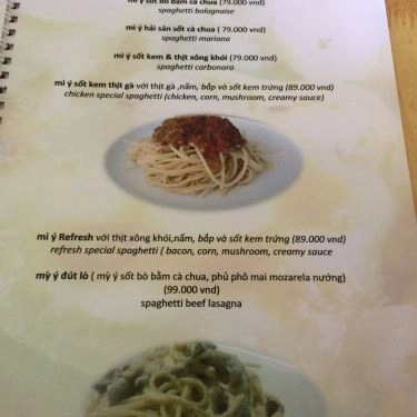 Thực đơn- Quán Ăn Pizza & Trà Sữa Refresh