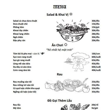 Thực đơn- Quán Ăn Rổ Quán - Chuyên Lẩu & Các Món Dân Dã