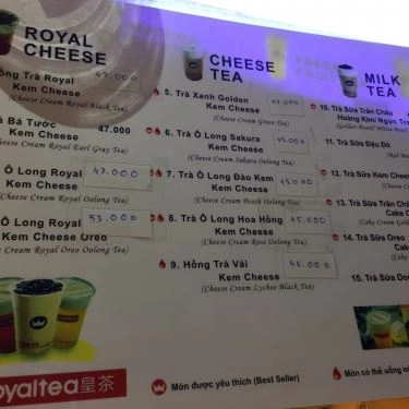 Thực đơn- Quán Ăn Royaltea - Trà Sữa Hồng Kông - Trần Duy Hưng