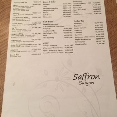 Thực đơn- Nhà Hàng Saffron Mediterranean Bistro