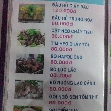 Thực đơn- Sài Gòn Mới - Nhà Hàng Gia Đình