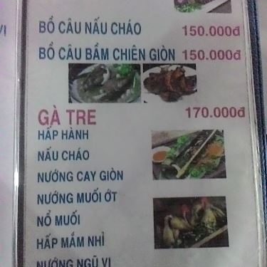 Thực đơn- Sài Gòn Mới - Nhà Hàng Gia Đình