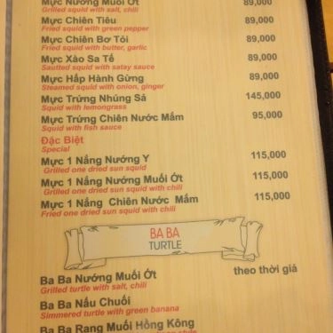 Thực đơn- Quán Ăn Sài Gòn New - Hoàng Việt