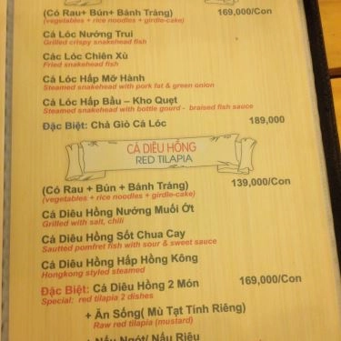Thực đơn- Quán Ăn Sài Gòn New - Hoàng Việt