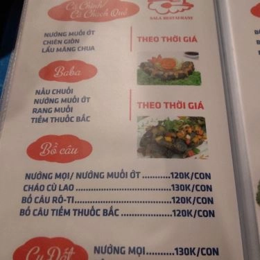 Thực đơn- Sala - Quán Ăn Gia Đình
