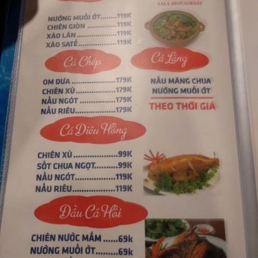 Thực đơn- Sala - Quán Ăn Gia Đình