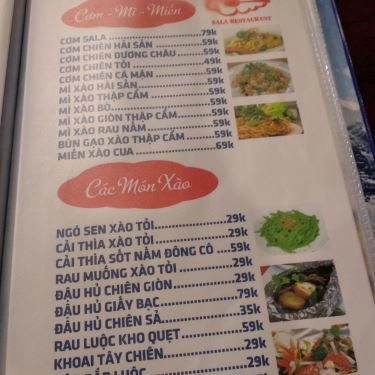 Thực đơn- Sala - Quán Ăn Gia Đình