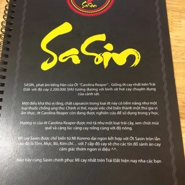 Thực đơn- Quán Ăn SaSin - Mì Cay 7 Cấp Độ Hàn Quốc - Châu Thị Vĩnh Tế