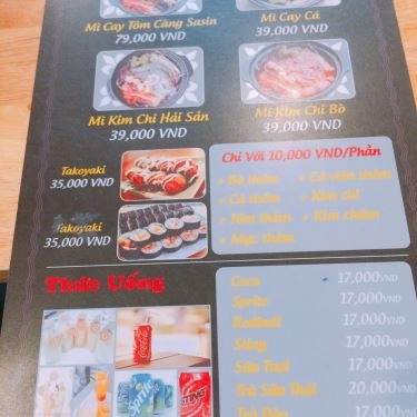 Thực đơn- Quán Ăn SaSin - Mì Cay 7 Cấp Độ Hàn Quốc - Đại Lộ Bình Dương