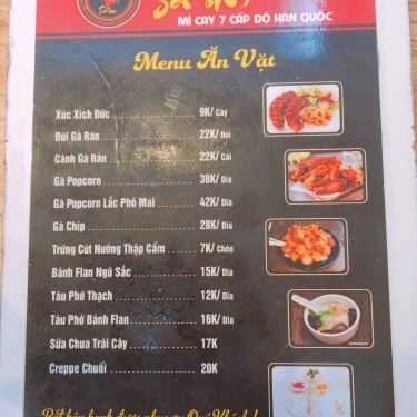Thực đơn- Quán Ăn Sasin - Mì Cay 7 Cấp Độ Hàn Quốc - Nguyễn Tất Thành