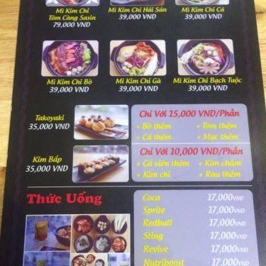 Thực đơn- Quán Ăn SaSin - Mì Cay 7 Cấp Độ Hàn Quốc - Thái Nguyên
