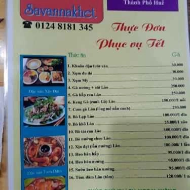 Thực đơn- Quán Ăn Savannakhet - Ẩm Thực Lào