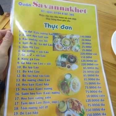 Thực đơn- Quán Ăn Savannakhet - Ẩm Thực Lào