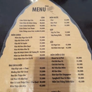 Thực đơn- Quán Ăn Sen Trắng - Món Chay