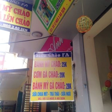 Thực đơn- Quán Ăn Siêu Chảo FA - Bánh Mì Chảo - Ao Sen