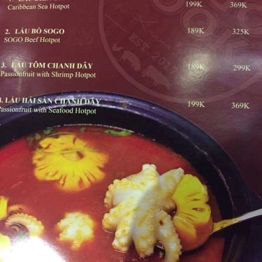 Thực đơn- Quán Ăn Sogo Cook - Lẩu Hongkong