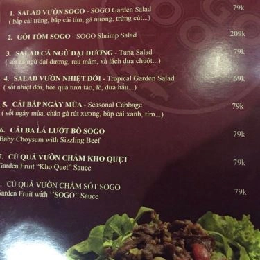 Thực đơn- Quán Ăn Sogo Cook - Lẩu Hongkong