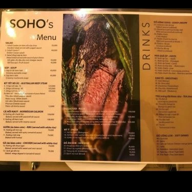 Thực đơn- Quán Ăn Soho Steak - Quán Bò Bít Tết