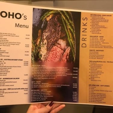 Thực đơn- Quán Ăn Soho Steak - Quán Bò Bít Tết
