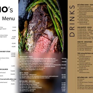 Thực đơn- Quán Ăn Soho Steak - Quán Bò Bít Tết