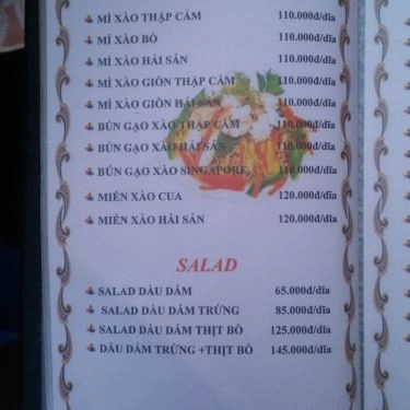Thực đơn- Quán Ăn Sơn Ca - Bê Thui Nóng - Phan Xích Long