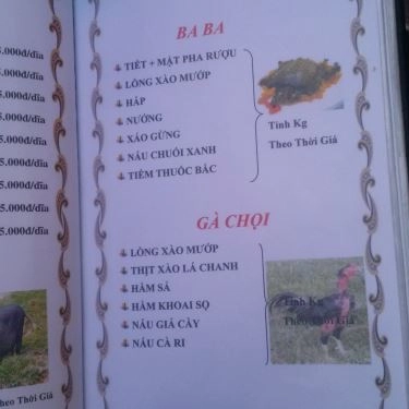 Thực đơn- Quán Ăn Sơn Ca - Bê Thui Nóng - Phan Xích Long
