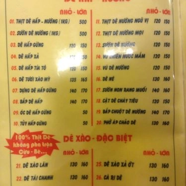Thực đơn- Quán Ăn Nhà Hàng Sơn Tài - Lẩu Dê & Hải Sản