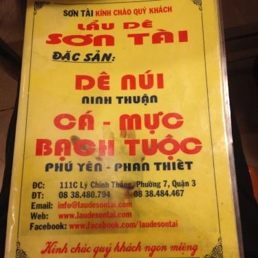 Thực đơn- Quán Ăn Nhà Hàng Sơn Tài - Lẩu Dê & Hải Sản