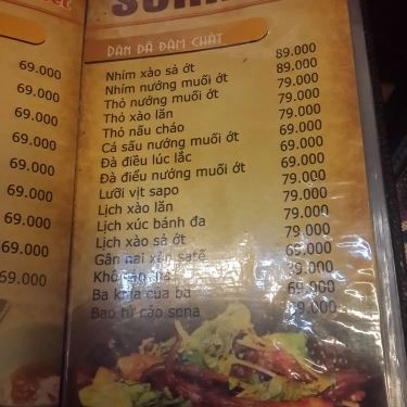 Thực đơn- Quán Ăn Sona - Các Món Nướng Tự Sướng