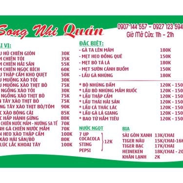 Thực đơn- Song Nhi - Quán Ăn Gia Đình