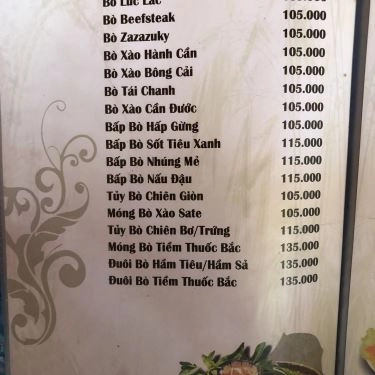 Thực đơn- Quán Ăn Sông Thương - Ẩm Thực Sân Vườn