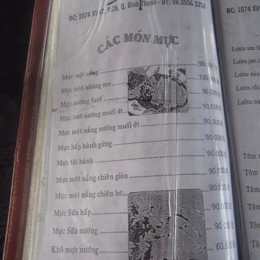 Thực đơn- Quán Ăn Song Yến - Câu Cá Giải Trí