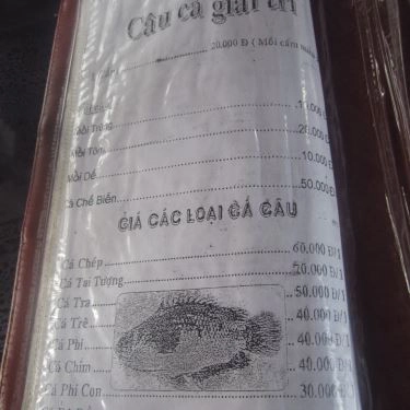 Thực đơn- Quán Ăn Song Yến - Câu Cá Giải Trí