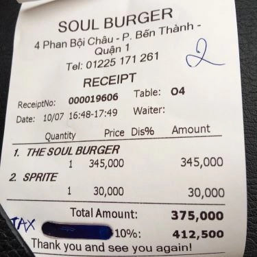 Thực đơn- Quán Ăn Soul Burger - Phan Bội Châu