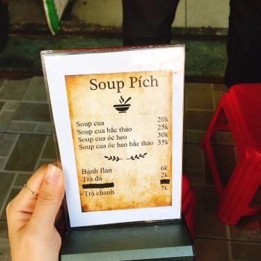 Thực đơn- Quán Ăn Soup Pích - Súp Cua & Bánh Flan