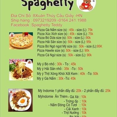 Thực đơn- Quán Ăn Spaghetty Teddy