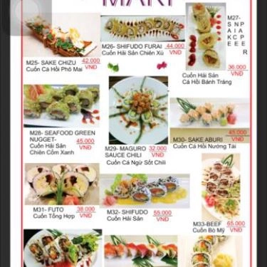 Thực đơn- Quán Ăn Street Sushi - Trần Hưng Đạo