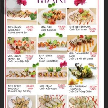 Thực đơn- Quán Ăn Street Sushi - Trần Hưng Đạo