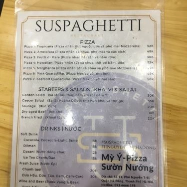 Thực đơn- Quán Ăn Su Spaghetti