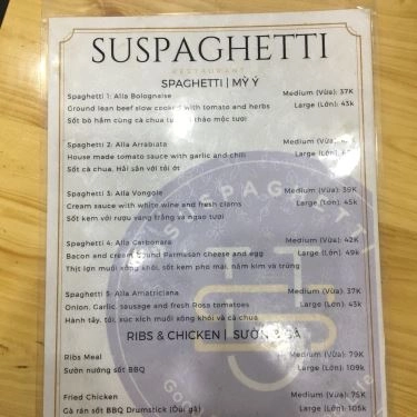 Thực đơn- Quán Ăn Su Spaghetti