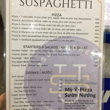 Thực đơn- Quán Ăn Su Spaghetti
