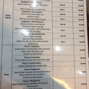 Thực đơn- Quán Ăn Su Spaghetti