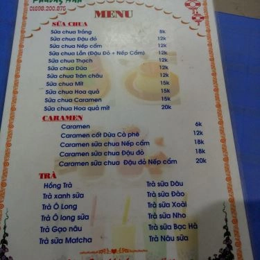 Thực đơn- Quán Ăn Sữa Chua Đậu Đỏ - Nguyễn Quý Đức