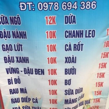 Thực đơn- Quán Ăn Sữa Xay Nguyên Chất - An Trạch