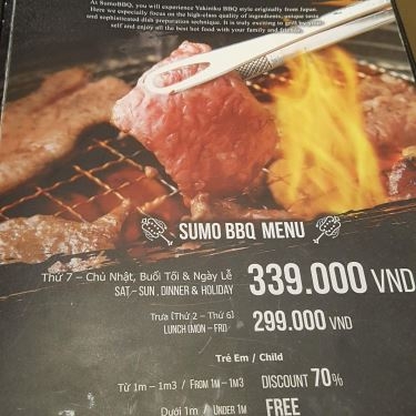 Thực đơn- Nhà Hàng Sumo BBQ - Aeon Mall Bình Tân - Buffet Nướng & Lẩu