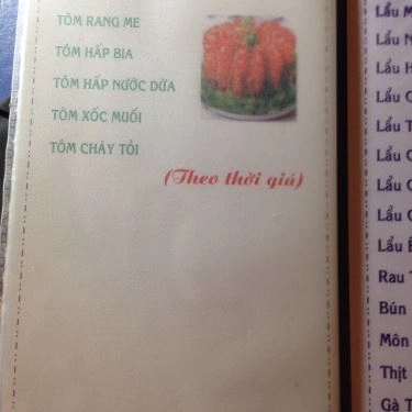 Thực đơn- Quán Ăn Suối Trăng Quán - Hồ Văn Cống