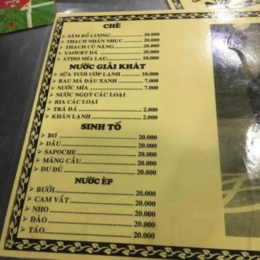 Thực đơn- Quán Ăn Súp Cua Hoàng Yến