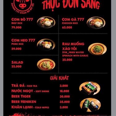 Thực đơn- Nhà Hàng Superb 777 Steak Bò Bít Tết - Nguyễn Thị Thập